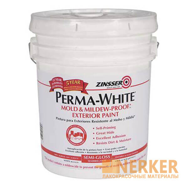 Фасадная краска Zinsser Perma-White Exterior Paint Semi-Gloss